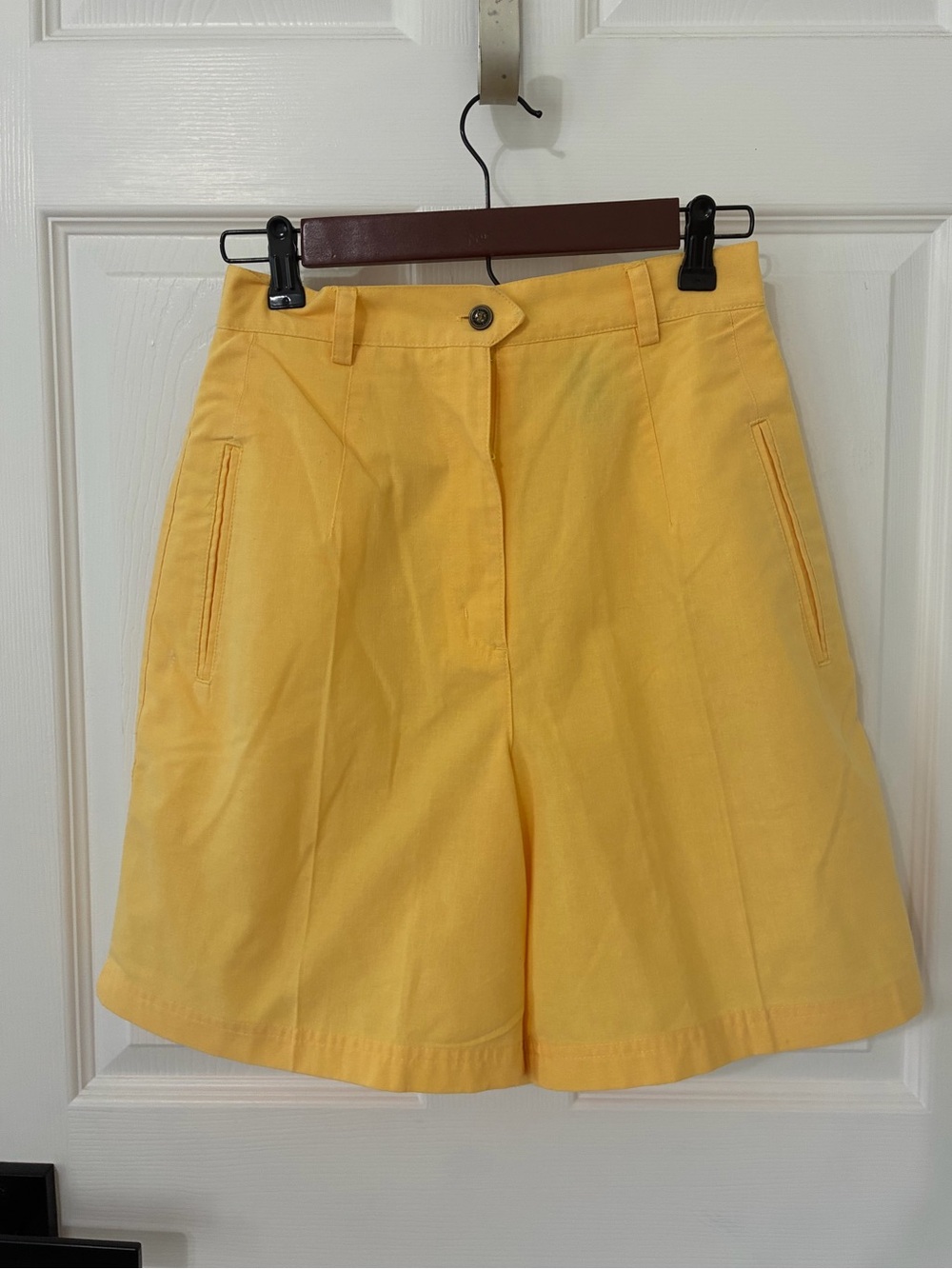Karen Scott Yellow Tailored High-Waist Bermuda Shorts